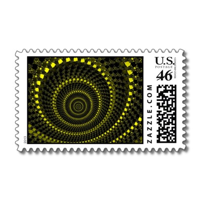 Yellow Circles Postage Stamp